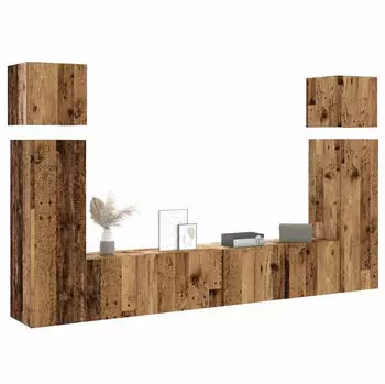 vidaXL TV-Schrank-Set 8-tlg. Wandmontage Altholz-Optik Holzwerkstoff (3329009)