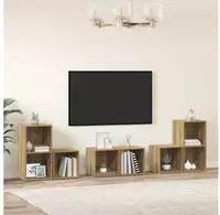 vidaXL TV-Schrankset Wandmontiert 6 pcs Artisan-Eiche Holzwerkstoff