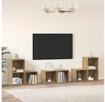 vidaXL TV-Schrankset Wandmontiert 6-teilig Artisan-Eiche (3393164)