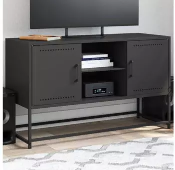 vidaXL TV-Schrank Stahl Schwarz 100,5x39x60,5cm (846512)
