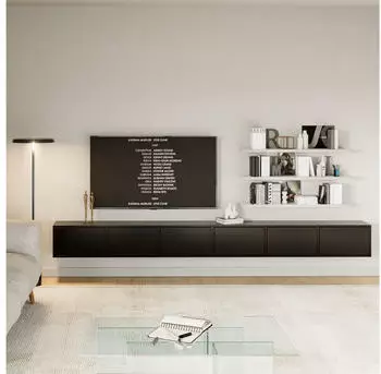 Selsey Framme Hängendes TV-Board mit sechs Klappen, 300cm, Schwarz