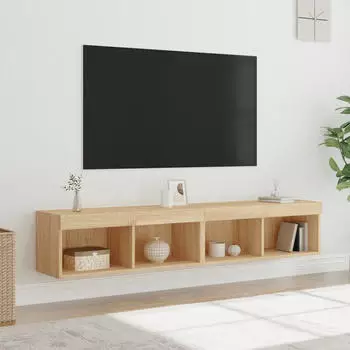 vidaXL TV-Schr&auml;nke mit LED-Leuchten 2 Stk. Sonoma-Eiche 80x30x30cm (837146)