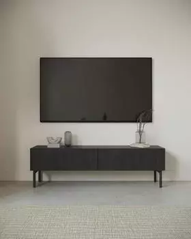 Selsey Nolie TV-Lowboard 2-t&uuml;rig Holzoptik Esche Schwarz 175cm (Nolie)