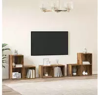 vidaXL TV-Schrankset Wandmontiert 6 pcs Altholz Holzwerkstoff