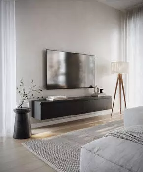 Selsey Bemmi TV-H&auml;ngeboard 175cm, Schwarz, 2 Klappenf&auml;cher (Bemmi)