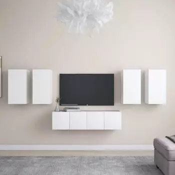 vidaXL TV-Schrank-Set 6-tlg. Wei&szlig; Holzwerkstoff (3078679)