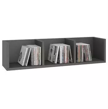Caro M&ouml;bel Stars CD/DVD-Wandregal 3 Ablagef&auml;cher Holzwerkstoff Grau (75x18x18cm)