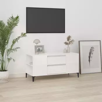 vidaXL TV-Schrank Hochglanz Wei&szlig; 102x44,5x50cm Holzwerkstoff