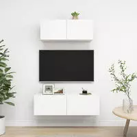 vidaXL 2-tlg. TV-Schrank-Set Wei&szlig; Holzwerkstoff
