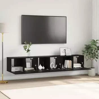 vidaXL TV-Schrank Set 3-tlg. Schwarz 60x30x30cm Holzwerkstoff (875172)