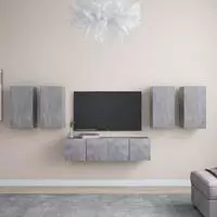 vidaXL 6-tlg. TV-Schrank-Set Betongrau Holzwerkstoff