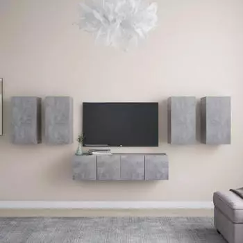 vidaXL TV-Schrank-Set 6-tlg. Betongrau Holzwerkstoff (3079099)