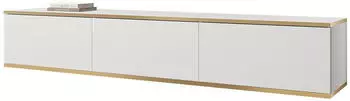 Mirjan24 Oro I TV-Lowboard 3 Klappen Push-to-Open 175x32x30cm Wei&szlig;/Gold (Oro I)