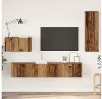 vidaXL Wand-TV-Schrank Wandmontiert 4 pcs Altholz Holzwerkstoff