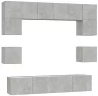 vidaXL 8-tlg. TV-Schrank-Set Betongrau Holzwerkstoff
