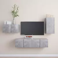 vidaXL 4-tlg. TV-Schrank-Set Betongrau Holzwerkstoff