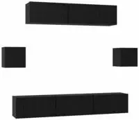 vidaXL TV-Schrankset 7 pcs Schwarz Eichen-Optik Holzwerkstoff