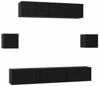 vidaXL TV-Schrankset 7-teilig Schwarz Eichen-Optik Holzwerkstoff (3393409)