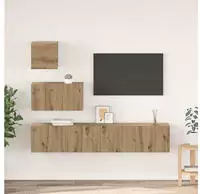 vidaXL TV-Schrankset Wandmontiert 4 pcs Artisan-Eiche Holzwerkstoff