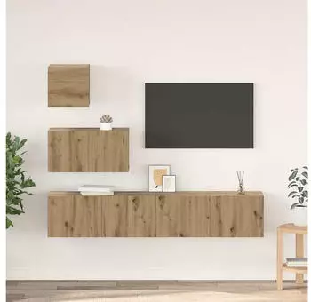vidaXL TV-Schrankset Wandmontiert 4-teilig Artisan-Eiche Holzwerkstoff (3393437)