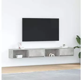 vidaXL TV-Schrank 2er-Set Betongrau 100x31x25,5cm Holzwerkstoff (861479)