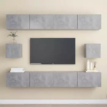 vidaXL TV-Schrank-Set 6-tlg. Holzwerkstoff Betongrau (3079104)