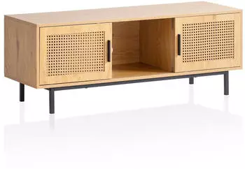 Wohnling Lowboard Eiche-Dekor Wiener Geflecht Schiebet&uuml;ren 120cm (WL6.832)