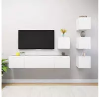 vidaXL 6-tlg. TV-Schrank-Set Wei&szlig; Holzwerkstoff