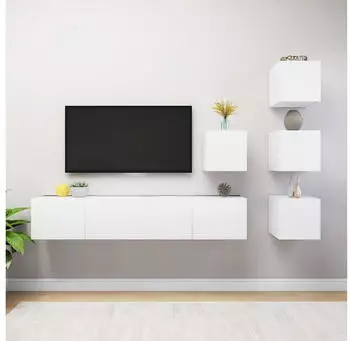 vidaXL TV-Schrank-Set 6-tlg. Wei&szlig; Holzwerkstoff (3078721)
