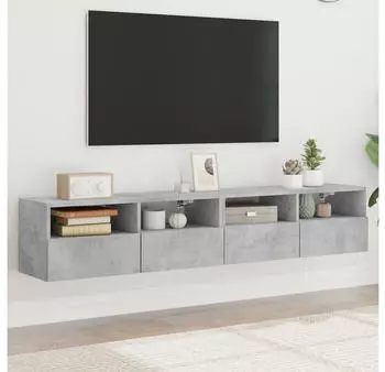 vidaXL TV-Wandschr&auml;nke 2 Stk. Holzwerkstoff Betongrau 80x30x30cm (836875)
