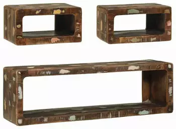 vidaXL TV-Schrankset mit Regal 3-teilig Mehrfarbig Massivholz Altholz (4104540)