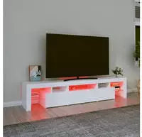 vidaXL TV-Schrank mit LED-Leuchten Wei&szlig; 200x36,5x40 cm