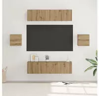 vidaXL TV-Schrankset Wandmontiert 6 pcs Artisan-Eiche Holzwerkstoff