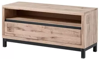 Massivmoebel24 Villanders #212 TV-Board Wildeiche massiv bianco ge&ouml;lt 120x40x56cm (48-313-200-1012)