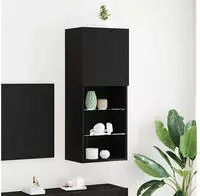 vidaXL TV-Schrankset mit LED Schwarz Eichen-Optik 40,5 x 30 x 102 cm