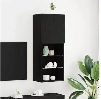 vidaXL TV-Schrank mit LED-Leuchten, Schwarz Eiche, 40,5x30x102cm (863089)