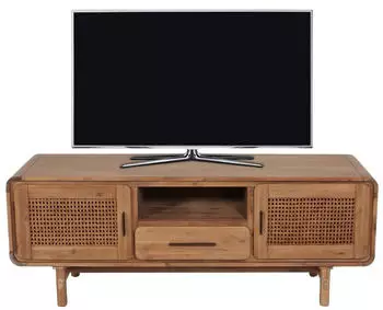 MCW TV-Rack M47 Lowboard Rattan Akazie Massivholz gebeizt 160cm (MCW-M47)