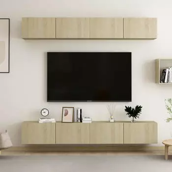 vidaXL TV-Schrank 4er-Set Sonoma-Eiche 100x30x30cm Holzwerkstoff (3078956)