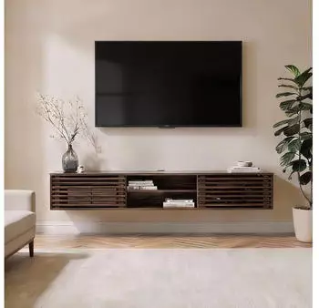 Idimex Lowboard RIAN h&auml;ngend 175cm Massivholz Lamellent&uuml;ren Nussbaum (RIAN)