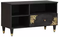 vidaXL TV-Schr&auml;nk mit Regal Schwarz 80 x 33 x 46 cm Massivholz Mango