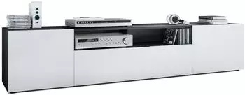 Vladon Mogan TV-Lowboard 2 T&uuml;ren, 1 Klappe, Schwarz matt/Wei&szlig; matt, 181x39x35cm