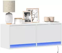 vidaXL TV-Wandschrank mit LED-Beleuchtung Wei&szlig; 100x31x35 cm