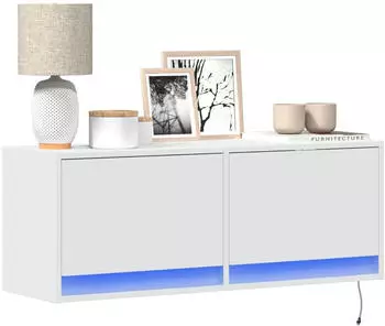 vidaXL TV-Wandschrank mit LED-Beleuchtung Wei&szlig; 100x31x35cm (852362)