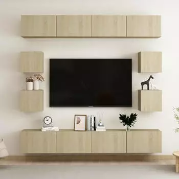 vidaXL TV-Schrank-Set 8-tlg. Sonoma-Eiche Holzwerkstoff (3078964)