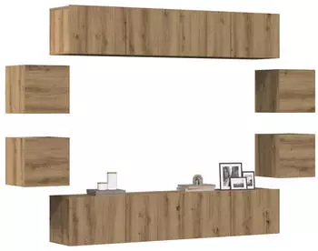 vidaXL TV-Schrank-Set 8-tlg. Wandmontage Artisan-Eiche Holzwerkstoff (3328950)