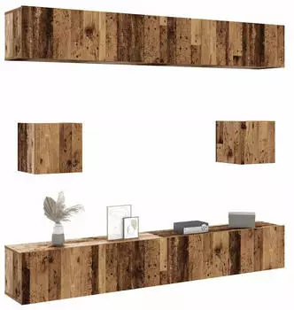 vidaXL TV-Schrank-Set 6-tlg. Wandmontage Altholz-Optik Holzwerkstoff (3328991)