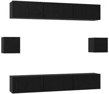 vidaXL TV-Schrankset 8-tlg. Schwarz Eichen-Optik Holzwerkstoff (3393154)