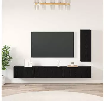 vidaXL TV-Schrankset 4-teilig Schwarz Eichen-Optik Holzwerkstoff (3393262)