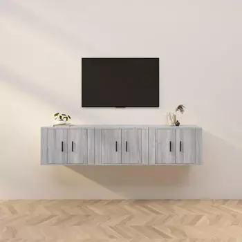 vidaXL TV-Wandschr&auml;nke 3 Stk. Grau Sonoma 57x34,5x40cm (3188348)