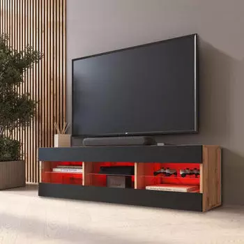 Komodee Tivoli Lowboard Eiche Wotan/Schwarz RGB-LED 140x40,5x35,5cm